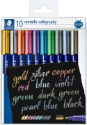 Staedtler Metallic Calligraphy Markers - Assorted Colours (Wallet of 10)