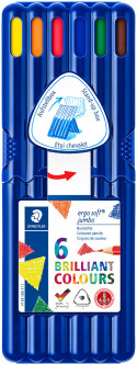 Staedtler Ergosoft Jumbo Triangular Coloured Pencils - Assorted Colours (Pack of 6)
