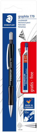 Staedtler Graphite 779  Mechanical Pencil with Leads - 0.5mm - Black