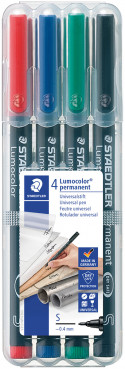 Staedtler Lumocolor Permanent Pen - Superfine - Assorted Colours (Pack of 4)