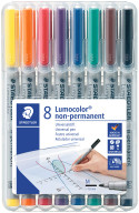 Staedtler Lumocolor Nonpermanent Pen - Medium - Assorted Colours (Pack of 8)