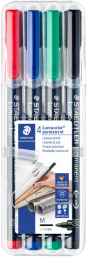 Staedtler Lumocolor Permanent Pen - Medium - Assorted Colours (Pack of 4)