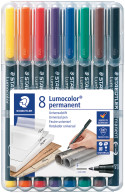 Staedtler Lumocolor Permanent Pen - Fine - Assorted Colours (Pack of 8)