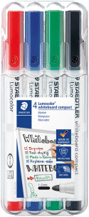 Staedtler Lumocolor Compact Whiteboard Markers - Bullet Tip - Assorted Colours (Pack of 4)
