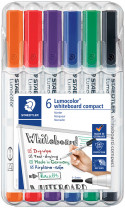 Staedtler Lumocolor Compact Whiteboard Markers - Bullet Tip - Assorted Colours (Pack of 6)