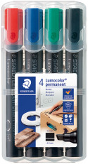 Staedtler Lumocolor Permanent Marker - Chisel Tip - Assorted Colours (Pack of 4)