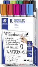 Staedtler Lumocolor Whiteboard Markers - Bullet Tip - Assorted Colours (Box of 10)