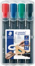 Staedtler Lumocolor Permanent Marker - Bullet Tip - Assorted Colours (Pack of 4)