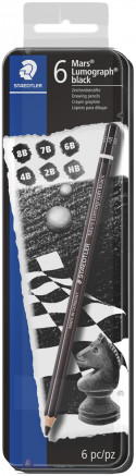 Staedtler Mars Lumograph Black Pencils - Assorted Degrees (Tin of 6)
