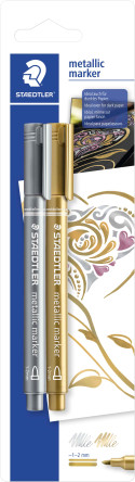 Staedtler Metallic Fibre Tip Markers - Gold & Silver (Pack of 2)