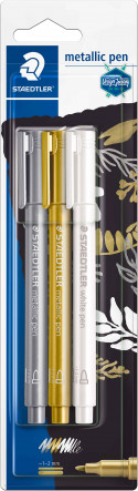 Staedtler Metallic Fibre Tip Markers - Assorted Colours (Pack of 3)