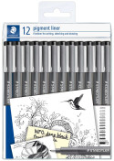 Staedtler Pigment Liners - Assorted Tip Sizes (Pack of 12)