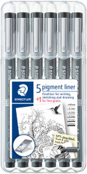 Staedtler Pigment Liner Set - Assorted Line Widths (Pack of 6)