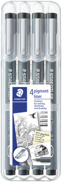 Staedtler Pigment Liners - Assorted Tip Sizes (Pack of 4)