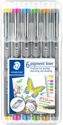 Staedtler Pigment Liner - 0.5mm - Assorted Fun Colours (Wallet of 6)