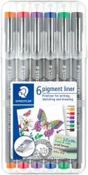 Staedtler Pigment Liner - 0.5mm - Assorted Classic Colours (Wallet of 6)