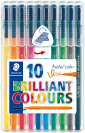 Staedtler Triplus Triangular Fibre Tip Pens - Assorted Colours (Wallet of 10)