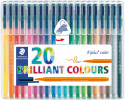 Staedtler Triplus Triangular Fibre Tip Pens - Assorted Colours (Wallet of 20)
