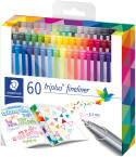 Staedtler Triplus Fineliner Pens - Assorted Colours (Pack of 60)