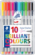 Staedtler Triplus Fineliner Pen - Assorted Colours (Pack of 10)