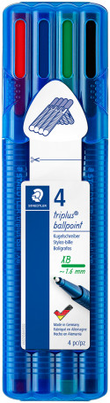 Staedtler Triplus Ballpoint Pen - Extra Broad - Assorted Colours (Wallet of 4)