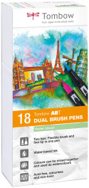 Tombow ABT Dual Brush Pens - Pastel Colours (Pack of 18)