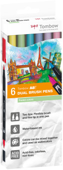 Tombow ABT Dual Brush Pens - Pastel Colours (Pack of 6)