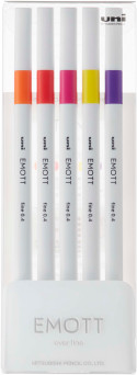 Uni-Ball PEM-SY Emott Fineliner Pens - Passion Colours (Pack of 5)