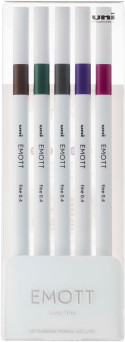 Uni-Ball PEM-SY Emott Fineliner Pens - Vintage Colours (Pack of 5)