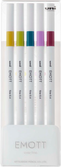 Uni-Ball PEM-SY Emott Fineliner Pens - Retro Colours (Pack of 5)