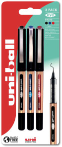 Uni-Ball UB-150-10 Eye Broad Rollerball Pens - Assorted Colours (Blister of 3)