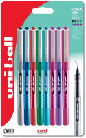 Uni-Ball UB-157 Eye Medium Liquid Ink Rollerball Pens - Assorted Colours (Blister of 8)