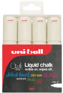 Uni-Ball PWE-8K ChalkGlass Markers - Chisel Tip - White (Pack of 4)