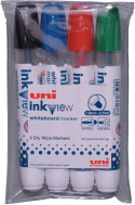 Uni-Ball PWB-202 Inkview Whiteboard Markers - Assorted Colours (Pack of 4)