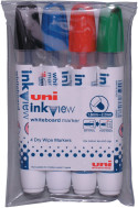 Uni-Ball PWB-202 Inkview Whiteboard Markers - Assorted Colours (Pack of 4)