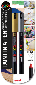 POSCA PC-1MR Ultra Fine Bullet Tip Marker Pens - Gold & Silver