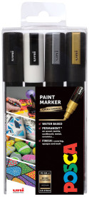 POSCA PC-5M Medium Bullet Tip Marker Pens - Mono Tone Colours (Pack of 4)