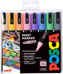 POSCA PC-5M Medium Bullet Tip Marker Pens - Pale Colours (Pack of 8)