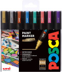 POSCA PC-5M Medium Bullet Tip Marker Pens - Metallic Colours (Pack of 8)