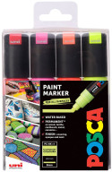 POSCA PC-8K Broad Chisel Tip Marker Pens - Fluorescent Colours (Pack of 4)