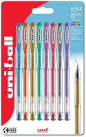 Uni-Ball UM-120NM Signo Gel Ink Rollerball Pens - Assorted Colours (Pack of 8)