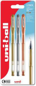 Uni-Ball UM-120NM Signo Gel Ink Rollerball Pens - Decorative Colours (Pack of 3)