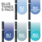 Chameleon Blendable Marker Pens - Blue Tones (Pack of 5) - Picture 1