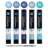 Chameleon Colour Tops - Blue Tones (Pack of 5) - Picture 1