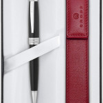 Cross Bailey Ballpoint Pen - Black Lacquer Chrome Trim in Luxury Gift Box with Free Red Pen Pouch - Picture 1