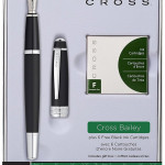 Cross Bailey Fountain Pen - Matte Black Chrome Trim in Special gift Box with Free Ink Cartridges - Picture 1