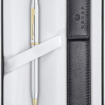 Cross Century II Ballpoint Pen - Medalist Chrome & Gold in Luxury Gift Box with Free Black Pen Pouch - Picture 1