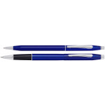 Cross Classic Century Rollerball & Ballpoint Pen Set - Translucent Blue Chrome Trim - Picture 1