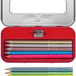 Faber-Castell Jumbo Grip Colouring Pencils - Assorted Neon & Metallic Colours (Tin of 10) - Picture 2