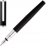 Hugo Boss Formation Fountain & Ballpoint Pen Set - Herringbone Black Chrome Trim - Picture 1
